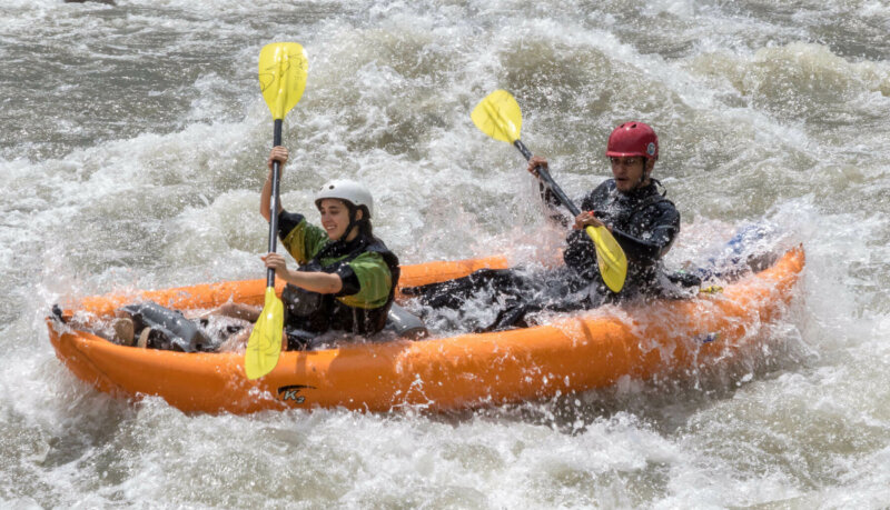 Inflatable kayak descending Jatunyacu river
