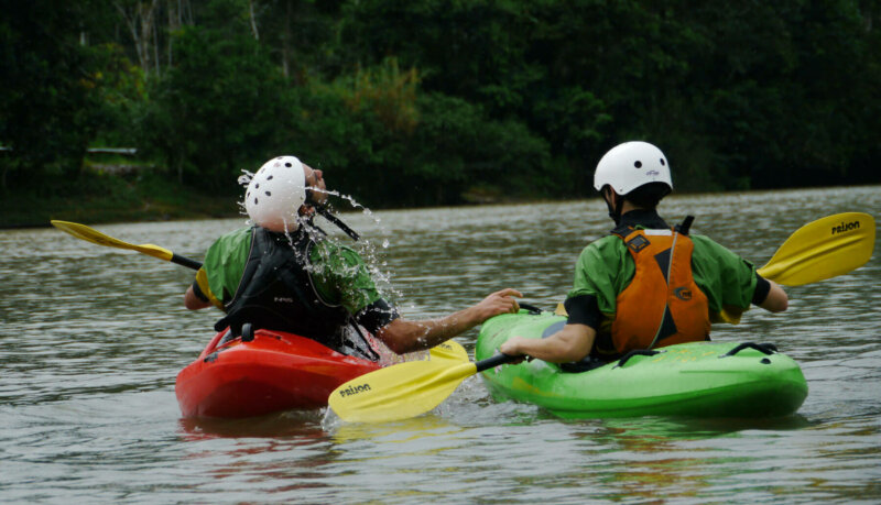 Kayak school class in Napo river