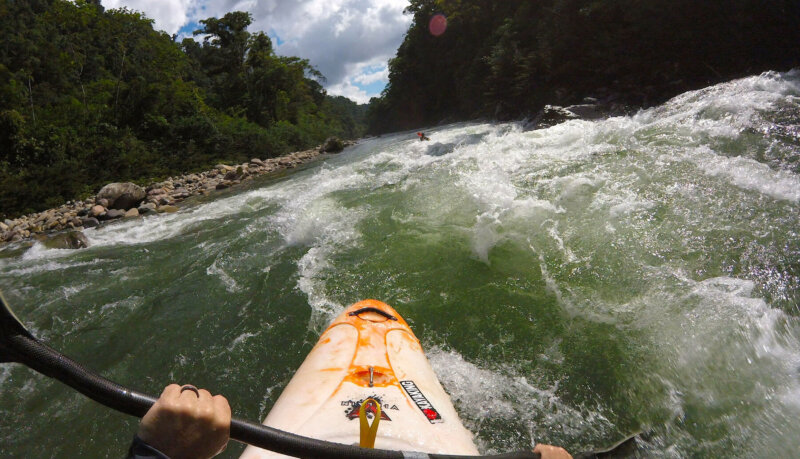 Kayaking view of a river in Ecuador