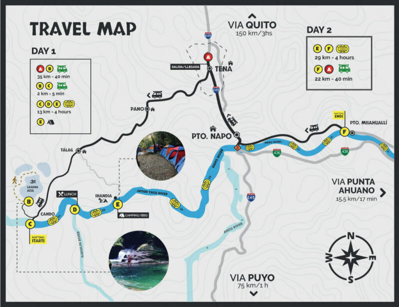 Rafting expedition travel map
