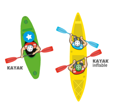 Illustration of a kayak and duckie
